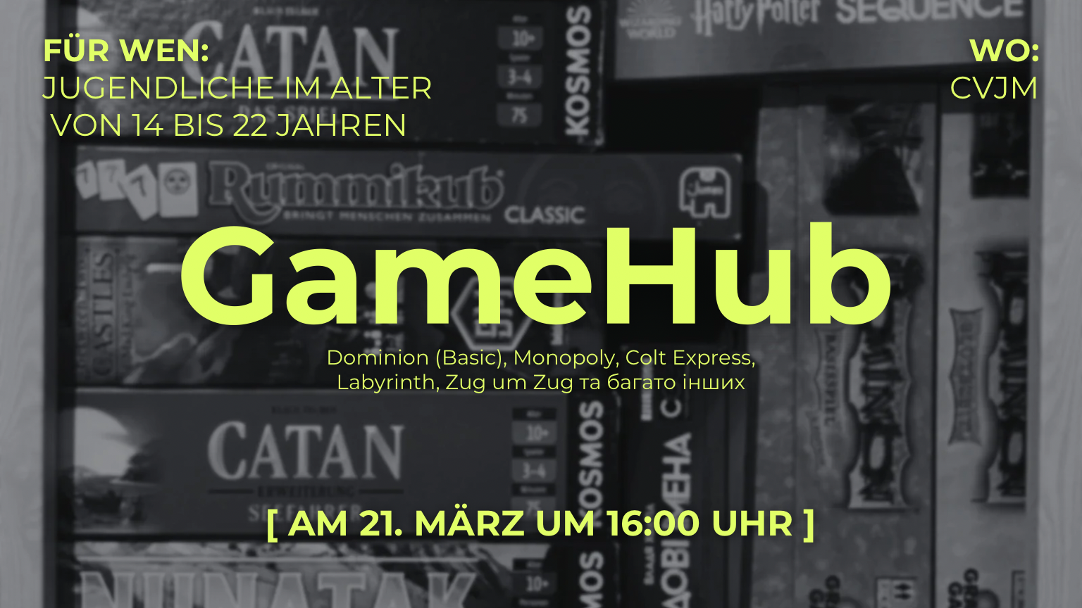 GameHub Brettspielabend für Jugendliche von 14 bis 22 Jahren im CVJM Fellbach